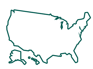 Icon, dark green, USA map