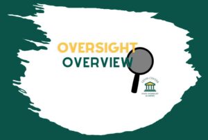 Oversight Overview logo with magnifying glass icon